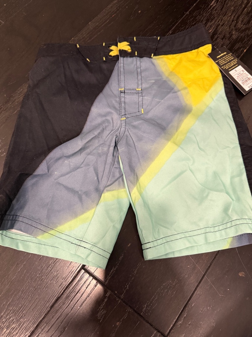 art class Men's Colorblock Swim Shorts - Black, Teal & Yellow
